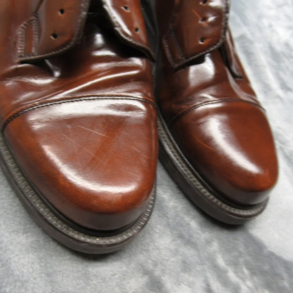 Lavorazione Artigiana Men 7.5M Dress Shoes Brown Leather Gloss Italy Made READ